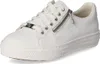 A white leather sneaker with a zipper detail. Produktbild-Vorschau