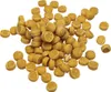 A pile of small, round, yellow-brown dog treats on a white background. Produktbild-Vorschau