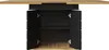 A close-up view of an open cabinet with a wooden tabletop. Produktbild-Vorschau