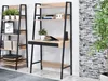 A modern desk and shelving unit with decorative items. Podgląd zdjęcia produktu