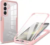 A pink and clear phone case is shown from two angles, one fully assembled and one disassembled to show how a phone fits inside. Produktbild-Vorschau