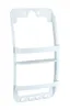 A white hanging shelf with two tiers and four hooks, designed for bathroom storage. Produktbild-Vorschau