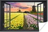 MuchoWow® Poster Aussicht - Tulpen - Sonnenuntergang 90x60 Produktbild-Vorschau 1