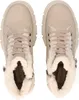 A top-down view of a pair of cream-colored, fur-lined high-top sneakers. Anteprima dell’immagine prodotto