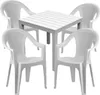 Sitzgarnitur Bistrogarnitur 5-teilig Weiß Rattan/Holzoptik Produktbild-Vorschau 1