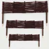 Three sizes of woven willow garden edging fences are displayed against a white background.