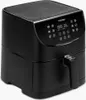 A black COSORI air fryer is shown from a slightly elevated front-left angle against a white background. The air fryer has a digital display panel on the top front with various icons and numbers indicating settings. The handle for the basket is visible on t Produktbild-Vorschau