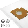 A close-up shot of a white vacuum cleaner bag with a brown cardboard attachment and a circular opening. Produktbild-Vorschau
