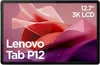 A marketing image of a Lenovo Tab P12 tablet with abstract colorful fabric graphics. Podgląd zdjęcia produktu