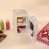 A mini-fridge with food items inside and outside, accompanied by lifestyle icons. Anteprima dell’immagine prodotto