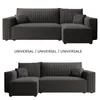 Two views of a dark gray sectional sofa with a ribbed texture, shown against a white background. Produktbild-Vorschau