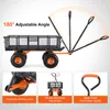 A marketing image showing a garden wagon with various features highlighted. Produktbild-Vorschau