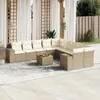 Beige 11-tlg. Garten-Sofagarnitur mit Kissen Beige Poly Produktbild-Vorschau 1