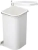 A white trash can with a lid attached to a wall mount. Produktbild-Vorschau