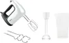 A collection of hand mixer accessories and a hand mixer. Produktbild-Vorschau