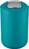 A teal colored trash can with a silver lid. Produktbild-Vorschau