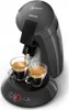 A black Philips Senseo coffee maker brewing coffee into two transparent glass cups. Podgląd zdjęcia produktu