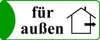 A graphic with text and an icon indicating outdoor use. Produktbild-Vorschau