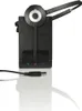 A black Jabra wireless headset and its charging base are shown against a white background. Produktbild-Vorschau