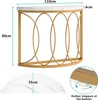 A diagram showing the dimensions of a console table, with a close-up of the table leg and rubber stopper. Podgląd zdjęcia produktu