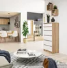 A modern living room and dining area with a chest of drawers, a coffee table, and a dining set. Anteprima dell’immagine prodotto