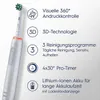 A close-up of an electric toothbrush with feature callouts. Produktbild-Vorschau