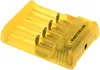 A yellow battery charger with multiple slots for batteries. Produktbild-Vorschau