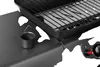 A close-up view of a black gas grill with a small cup and a metal handle attached to the side. Produktbild-Vorschau