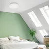 A bedroom with a bed, a green wall, and skylights. Produktbild-Vorschau