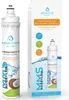 A water filter cartridge and its packaging are displayed against a white and light blue background. The packaging features product information and graphics. Produktbild-Vorschau