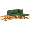Möbel 4-tlg. Garten-Lounge-Set mit Grünen Kissen Massivholz Produktbild-Vorschau 2