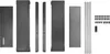 Various parts of a black metal structure, likely for a laser engraver accessory, laid out on a white background. Produktbild-Vorschau