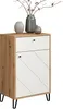 A small cabinet with a drawer and a door, decorated with vases and branches on top. Voir les images du produit