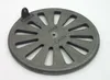 A round cast iron grate with radial slots and a central pin, placed on a white background. Anteprima dell’immagine prodotto