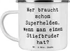 Mr. & Mrs. Panda Emaille Tasse Spruch Stiefbruder Held - Produktbild-Vorschau 1