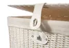 Close-up of the lid and latch mechanism of a white woven laundry basket. Náhľad obrázku produktu