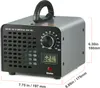 A VEVOR Ozongenerator is shown from the front-left angle, with dimensions indicated. Produktbild-Vorschau
