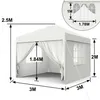 A diagram showing the dimensions of a white gazebo or party tent. Produktbild-Vorschau