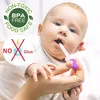Close-up of a baby using a dropper, with informational overlays. Produktbild-Vorschau