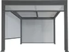 A gray pergola with white side panels and a translucent roof, shown from the front. Podgląd zdjęcia produktu