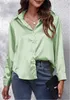 ASKSA Damen Satin Bluse V-Ausschnitt Hemde Elegant Knoepfen Produktbild-Vorschau 2