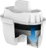 A cutaway view of a white Philips water filter cartridge, showing the internal filtering layers and a blue arrow indicating water flow. Produktbild-Vorschau
