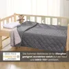A bed with a gray blanket and a teddy bear. Náhled obrázku produktu