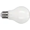 A white LED light bulb with a silver screw base, shown on a white background. Produktbild-Vorschau