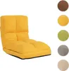 A yellow floor chair is shown against a white background, with swatches of other available colors to the right. Podgląd zdjęcia produktu