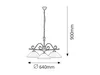 A line drawing of a chandelier with dimensions indicated. Produktbild-Vorschau
