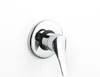 A chrome-plated shower mixer tap mounted on a white wall. Produktbild-Vorschau