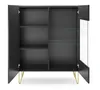An open black cabinet with gold legs on a white background. Podgląd zdjęcia produktu
