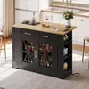 Îlot de cuisine mobile avec plateau repas escamotable, Voir les images du produit 1