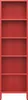 A red metal bookshelf with five shelves, shown from the front against a white background. Voir les images du produit